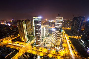 Fototapeta na wymiar modern cityscape and traffics during night