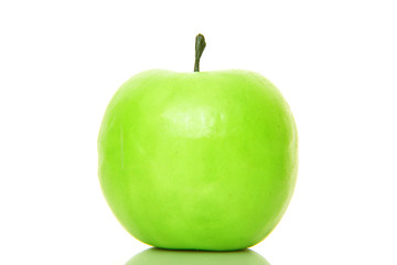 Green apple on white background.