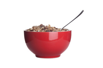 red dish with cereals isolated