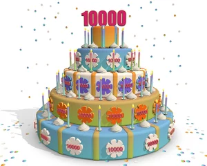 Foto op Plexiglas taart met cijfer 10.000 © emieldelange