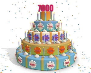Foto op Plexiglas taart met cijfer 7000 © emieldelange