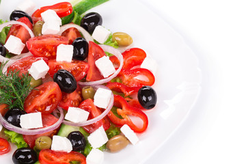 Close up of greek salad.