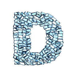 d lettera zaffiro blu azzurro gemme 3d, sfondo bianco