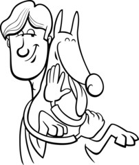 man and dog cartoon coloring page