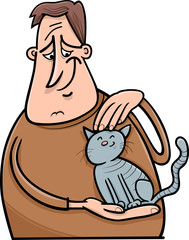 man and cat cartoon illustration