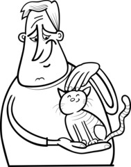 man and cat cartoon coloring page