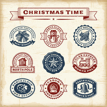 Vintage Christmas stamps set
