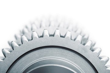Gears and  blured gears on white background