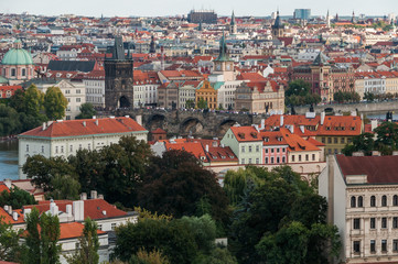 Fototapeta na wymiar Charles Bridge view from Prague Castle