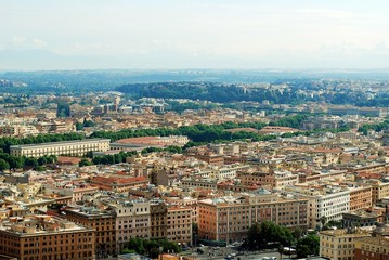 Fototapeta premium Aerial view of Rome city from St Peter Basilica roof