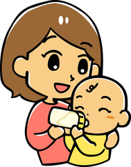 ミルクを飲む赤ちゃん(白背景)