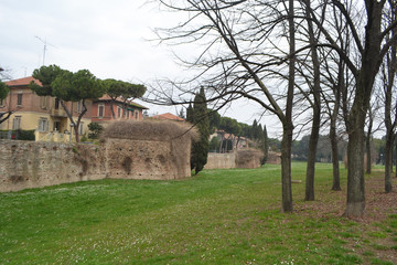 View of the ruined city wall