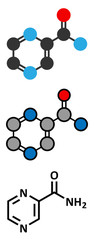 Pyrazinamide tuberculosis drug molecule.