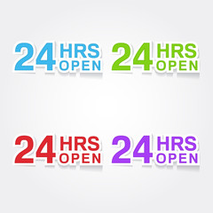 24 Hours Open Colorful Vector Icon Design