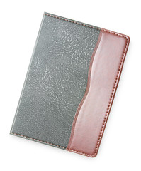 brown leather notebook cover isolated on white background