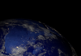 Earth from space at night. Other orientations available