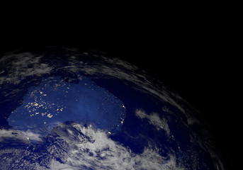 Earth from space at night. Other orientations available.