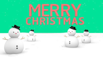 Merry Christmas Snow Green background