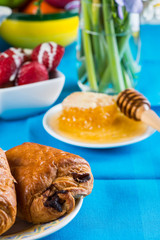 Continental breakfast on table