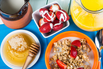 Overhead view on healthy breakfest