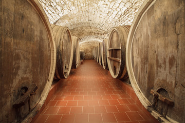 barrels at the winery