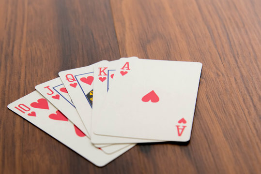 playing cards - royal flush hearts