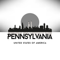 Fototapeta na wymiar Pennsylvania USA Skyline Silhouette Black vector