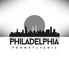 Philadelphia Pennsylvania USA Skyline Silhouette Black vector