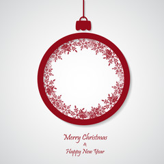 vector red christmas background with snowflakes.