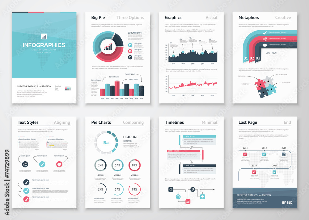 Poster big set of infographic vector elements and business brochures