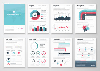 Fototapeta na wymiar Big set of infographic vector elements and business brochures