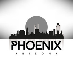 Phoenix Arizona USA Skyline Silhouette Black vector