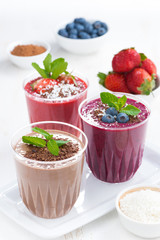 Assorted milkshakes - strawberry, blueberry and chocolate