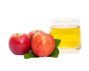 Apple and apple juice on the white background