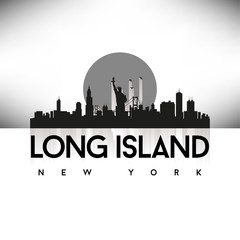 Obraz premium Long Island New York USA Skyline Silhouette Black vector