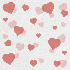 heart pattern painting on  the white wall,red color tone