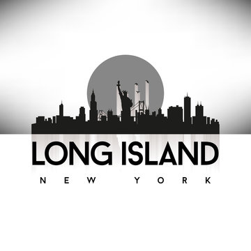 Long Island New York USA Skyline Silhouette Black vector
