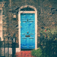 London retro door. Cross processed color tone.