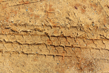 Tire track on the ground