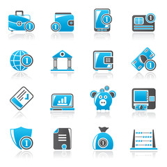 Financial, banking and money icons - vector icon set