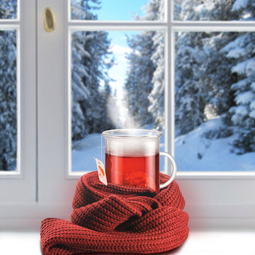 Winter - Teeglas im Schal