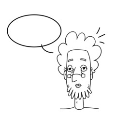 Simple sketch, smart man with glasses