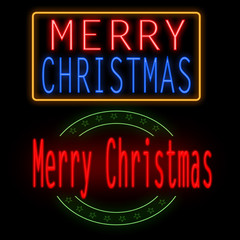 Merry Christmas glowing neon