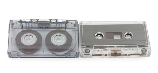 music cassettes isolated on white background