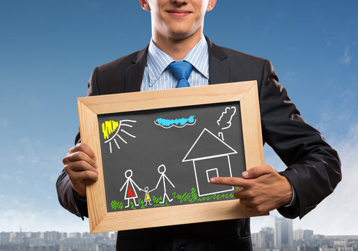 Businessman with frame