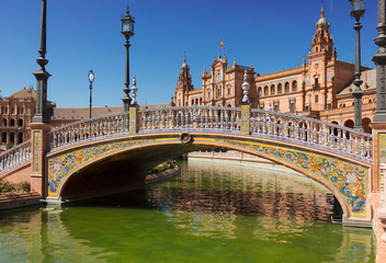 bridge of  Plaza de Espana, Seville, Spain