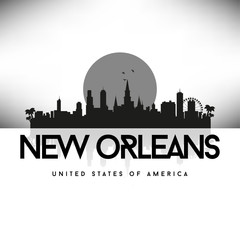 New Orleans USA Skyline Silhouette Black vector