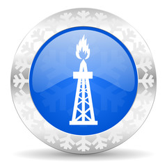gas blue icon, christmas button, oil sign