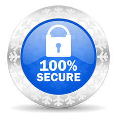 secure blue icon, christmas button