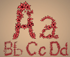 letters of the alphabet A, B, C, D